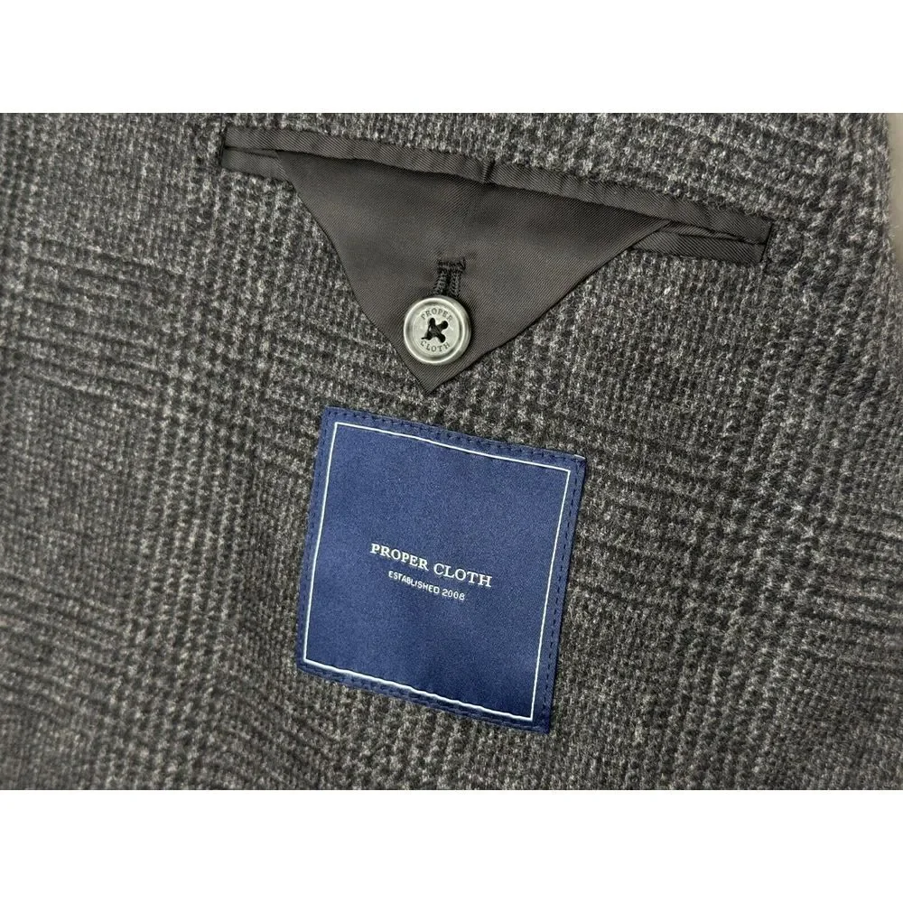 Proper Cloth Bedford Jacket Men 54/3XL? NWOT Gray Glen Plaid Unlined‎ Pockets